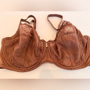 Wacoal Lace Underwire Bra 38DDD‎ Brown Sheer Floral Full Coverage